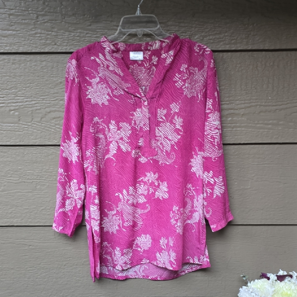 Christina pink floral print blouse S
